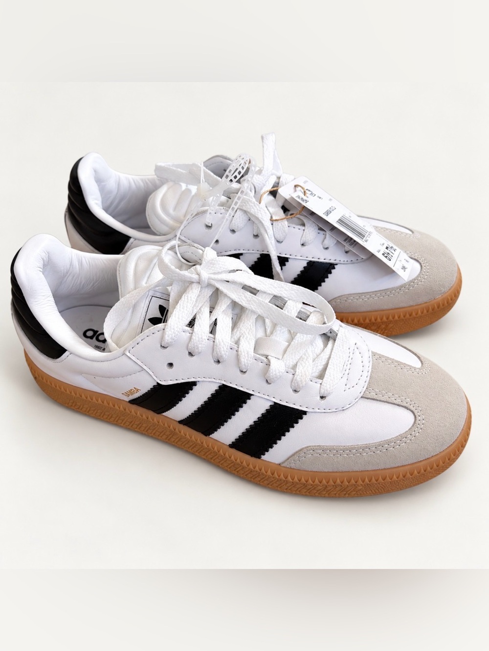 adidas White Black Sneakers with Gum Sole